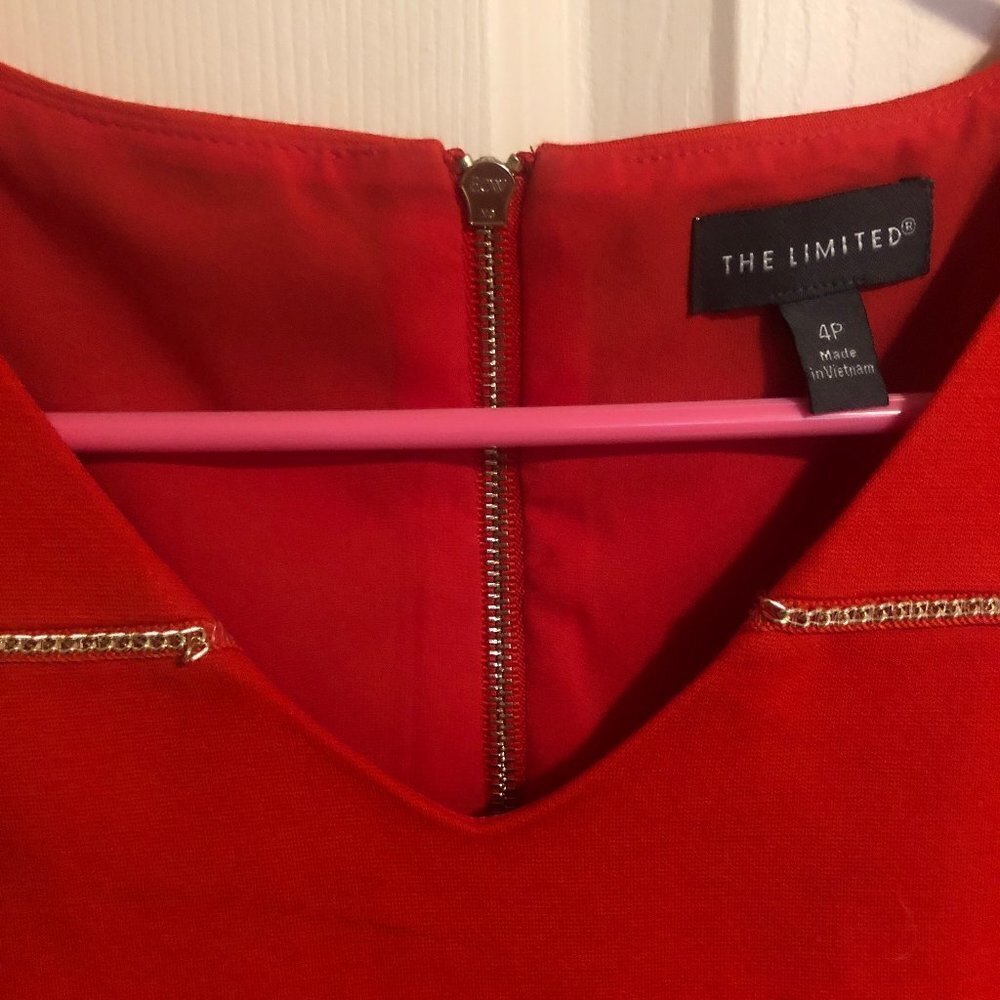 Womens The Limited Sleeveless Bright Orange  Gold Chain Detail Dress Size 0P - Picture 2 of 3
